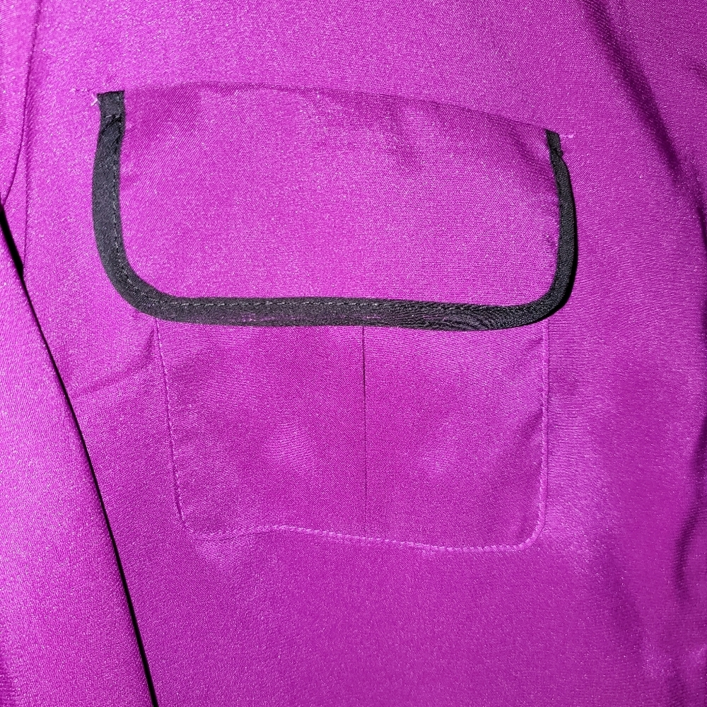 Daisy Fuentes Long Sleeve Magenta & Black Contrast Trim Blouse - Size XL - Picture 4 of 5